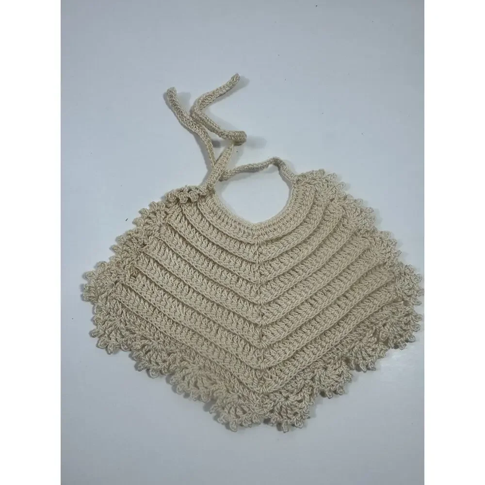 Handmade Crochet Baby Hats Bibs With Pink Trim And Lace